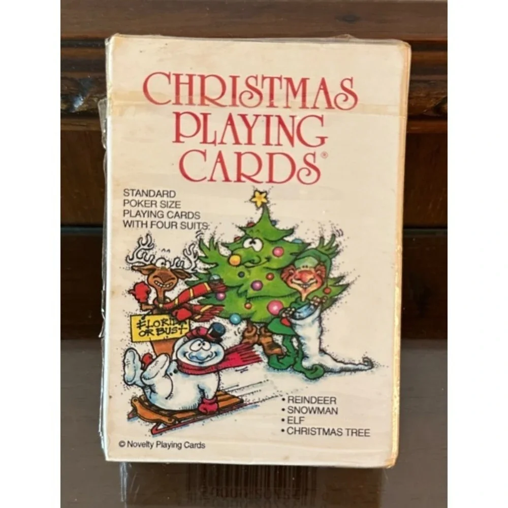 Vtg 1986 Christmas Holiday‎ Playing Cards Reindeer Snowman Elf Tree Sealed 80s